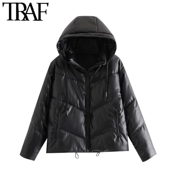 traf women fashion faux leather padded jacket thick warm parka coat vintage long sleeve pockets female outerwear chic 210415, Black
traf women fashion faux leather padded jacket thick warm parka coat vintage long sleeve pockets female outerwear chic 210415, Black