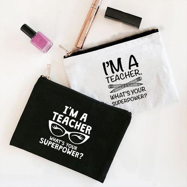 im a teacher whats your cosmetic bag superpower print women canvas zipper make up travel wash makeup organizer beauty bags
im a teacher whats your cosmetic bag superpower print women canvas zipper make up travel wash makeup organizer beauty bags