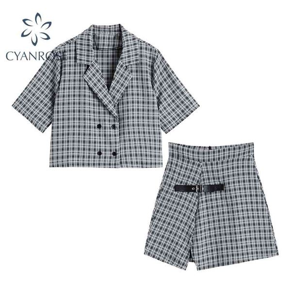 women's plaid outfits double breasted notched short sleeve casual blazer +high waist irregular skirt 2 pieces sets lady 210515, White
women's plaid outfits double breasted notched short sleeve casual blazer +high waist irregular skirt 2 pieces sets lady 210515, White