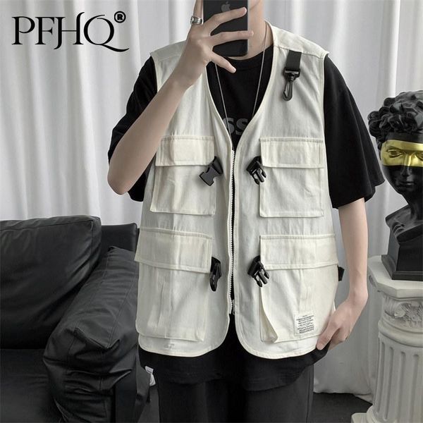 men's vests pfhq 2021 men fashion loose solid color v-neck sleeveless japanese retro pockets tooling zipper vest summer autumn 21d1414, Black;white
men's vests pfhq 2021 men fashion loose solid color v-neck sleeveless japanese retro pockets tooling zipper vest summer autumn 21d1414, Black;white