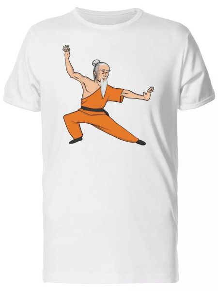 Old Monk Practicing Kung Fu Men's Tee -Image by Shutterstock, White;black 
Old Monk Practicing Kung Fu Men's Tee -Image by Shutterstock, White;black