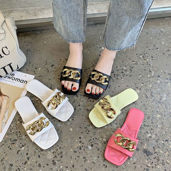summer slipper women metal chain design fashion shoes open toe flat shoes solid color outdoor punk slides women shoes plus size, Black
summer slipper women metal chain design fashion shoes open toe flat shoes solid color outdoor punk slides women shoes plus size, Black