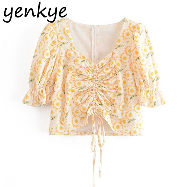 prairie chic floral print crop women front drawstring draped v neck puff sleeve short blouse sweet lady holiday summer 210514, White
prairie chic floral print crop women front drawstring draped v neck puff sleeve short blouse sweet lady holiday summer 210514, White