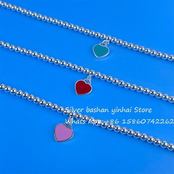 link, chain 2021 s925 pure silver 4 mm round bead bracelet t series of enamel big love original jewelry, Black
link, chain 2021 s925 pure silver 4 mm round bead bracelet t series of enamel big love original jewelry, Black