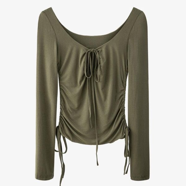 summer fashion women clothes round neck full sleeves drawstring slim pullover elastic t-shirt c946 women's, White
summer fashion women clothes round neck full sleeves drawstring slim pullover elastic t-shirt c946 women's, White