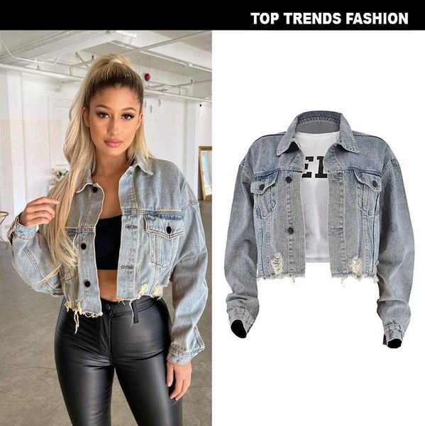 european and american women spring summer mix match loose women's short cropped denim jacket ripped tassels jackets, Black;brown
european and american women spring summer mix match loose women's short cropped denim jacket ripped tassels jackets, Black;brown