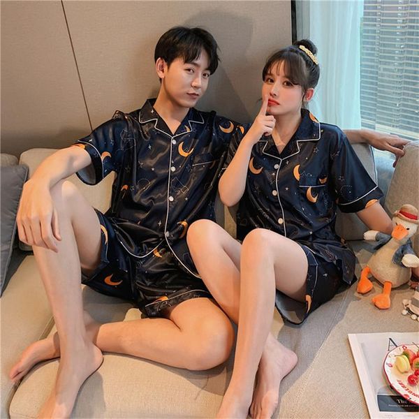 pajamas set couple ice silk women short sleeve shorts cardigan two-piece suit sets casual home wear women's sleepwear, Black;red
pajamas set couple ice silk women short sleeve shorts cardigan two-piece suit sets casual home wear women's sleepwear, Black;red