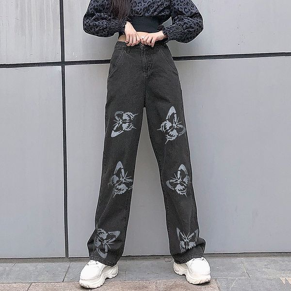 butterfly streetwear printed straight vintage baggy pants long ladies waist high mother y2k capri, Blue
butterfly streetwear printed straight vintage baggy pants long ladies waist high mother y2k capri, Blue