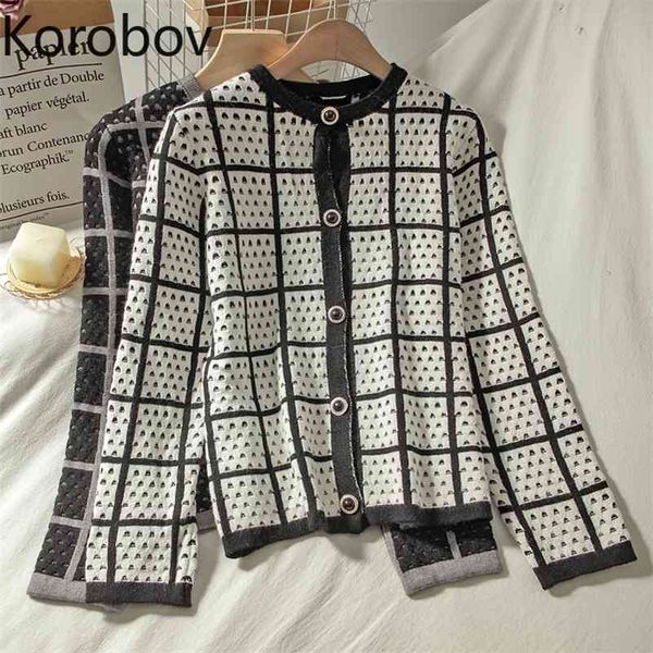 korobov korean vintage plaid long sleeve women sweaters preppy style o neck single breasted pullovers autumn winter outwear 210430, White
korobov korean vintage plaid long sleeve women sweaters preppy style o neck single breasted pullovers autumn winter outwear 210430, White
