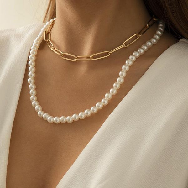 pendant necklaces european and american punk imitation pearl clavicle chain necklace retro simple hollow cross combination female, Silver
pendant necklaces european and american punk imitation pearl clavicle chain necklace retro simple hollow cross combination female, Silver