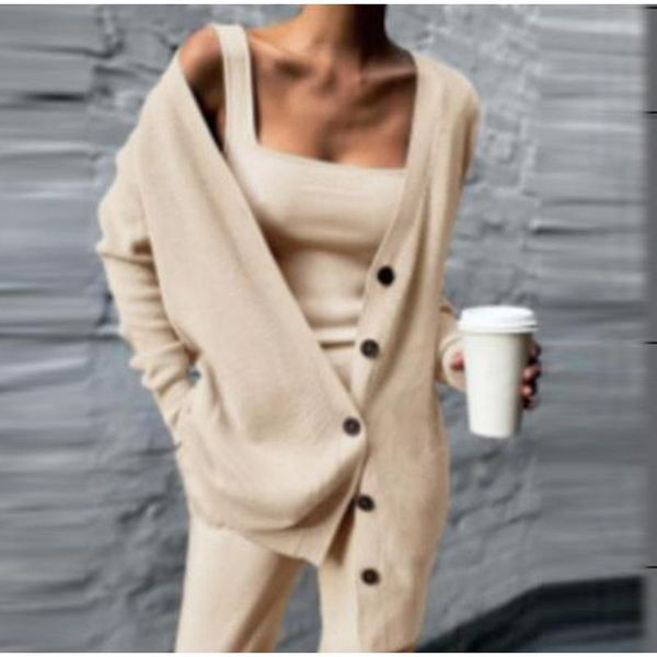 women's two piece pants spring autumn women three set tank +long cardigan coat +long matching suit lady casual knitted outfit tracksuit, White
women's two piece pants spring autumn women three set tank +long cardigan coat +long matching suit lady casual knitted outfit tracksuit, White