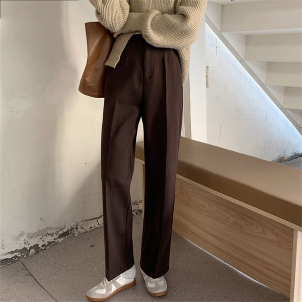 women's pants & capris ol minimalist of high waist wide leg woolen pants women fall winter work solid casual straight suit jttn, Black;white
women's pants & capris ol minimalist of high waist wide leg woolen pants women fall winter work solid casual straight suit jttn, Black;white