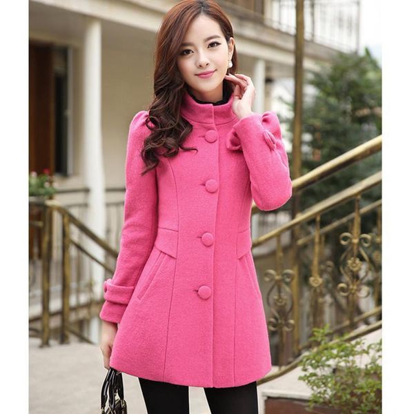 women's wool & blends fashion slim women jacket winter outerwear standing collar single-breasted bow houndstooth woolen coat, Black
women's wool & blends fashion slim women jacket winter outerwear standing collar single-breasted bow houndstooth woolen coat, Black