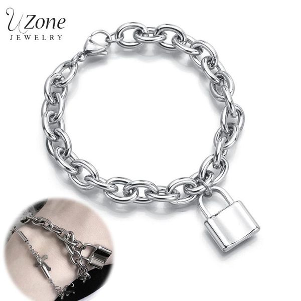 uzone trendy stainless steel charm lock pendant bracelets on hand thick chain for women men couples jewelry party gift, Golden;silver
uzone trendy stainless steel charm lock pendant bracelets on hand thick chain for women men couples jewelry party gift, Golden;silver