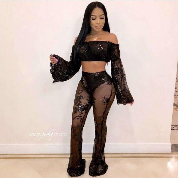 off shoulder lace women bandage set 2021 designer women's two piece pants, White
off shoulder lace women bandage set 2021 designer women's two piece pants, White