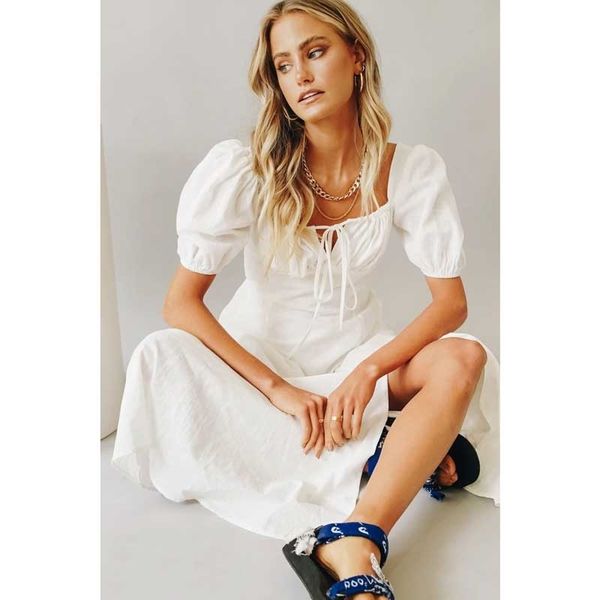 inspired white maxi dresses puff sleeve cotton summer dress side slit tied bust vintage dress for women new dress 210412, Black;gray
inspired white maxi dresses puff sleeve cotton summer dress side slit tied bust vintage dress for women new dress 210412, Black;gray