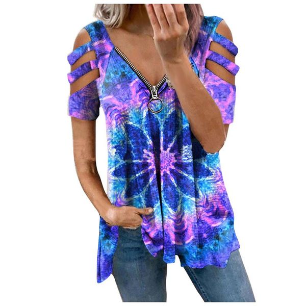 women's t-shirt summer v-neck zipper pullover print short-sleeved loose casual t shirts basic streetwear, White
women's t-shirt summer v-neck zipper pullover print short-sleeved loose casual t shirts basic streetwear, White