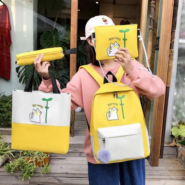 4pcs/set cartoon kitten school backpack canvas schoolbag for teenager girls lappencil case rucksack mochilas bags
4pcs/set cartoon kitten school backpack canvas schoolbag for teenager girls lappencil case rucksack mochilas bags