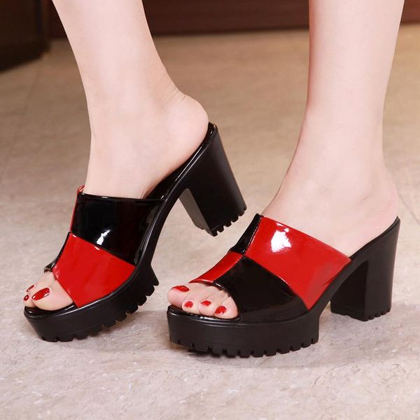 slippers plus size 32-43 square block heel mix color women shoes summer 2021 patent leather medium heels, Black
slippers plus size 32-43 square block heel mix color women shoes summer 2021 patent leather medium heels, Black