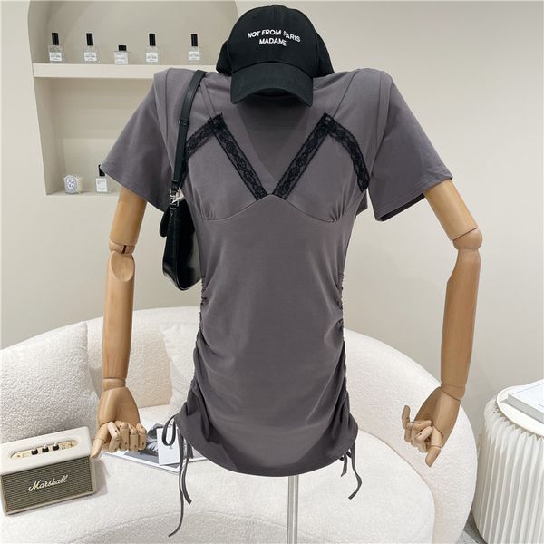 dresses spring female summer niche fashion design rentals sew around the neck two dressed pieces, Black;gray
dresses spring female summer niche fashion design rentals sew around the neck two dressed pieces, Black;gray