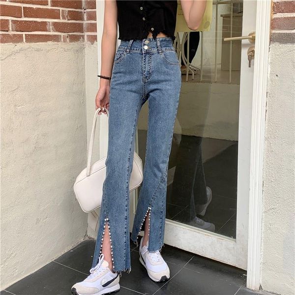women's jeans y2k beaded split bootcut 2021 autumn double-button design high waist slimming plus size straight pants -4xl, Blue
women's jeans y2k beaded split bootcut 2021 autumn double-button design high waist slimming plus size straight pants -4xl, Blue