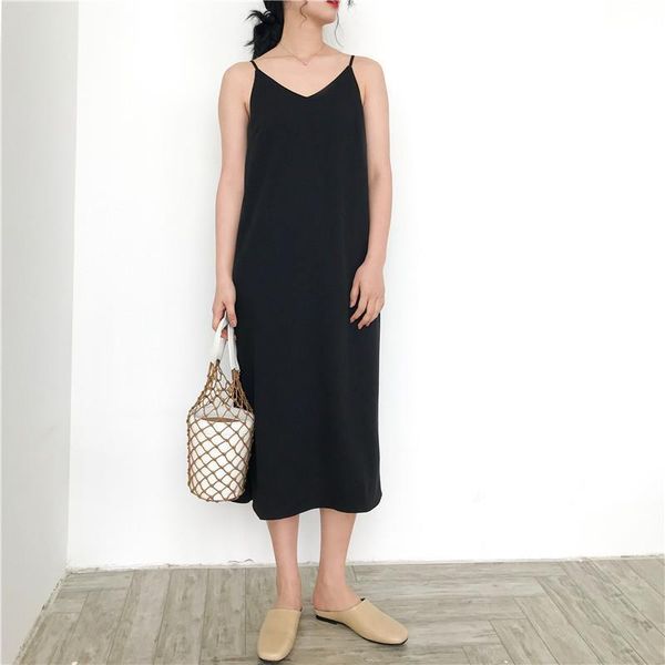womens dress v neck side slit women sleeveless off shoulder spaghetti strap vogue loose club mid calf elegant dresses, Black;gray
womens dress v neck side slit women sleeveless off shoulder spaghetti strap vogue loose club mid calf elegant dresses, Black;gray