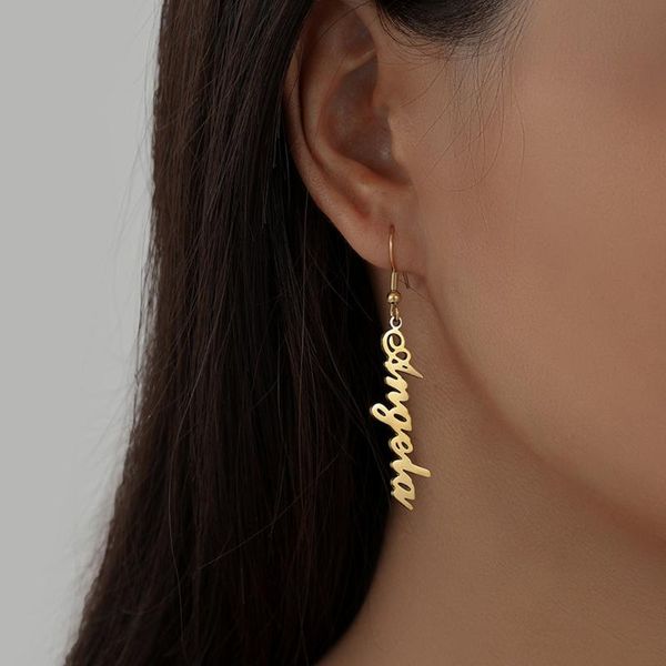 dangle & chandelier personality trend stainless steel long name engraved cut earrings titanium fashionable english letter, Silver
dangle & chandelier personality trend stainless steel long name engraved cut earrings titanium fashionable english letter, Silver