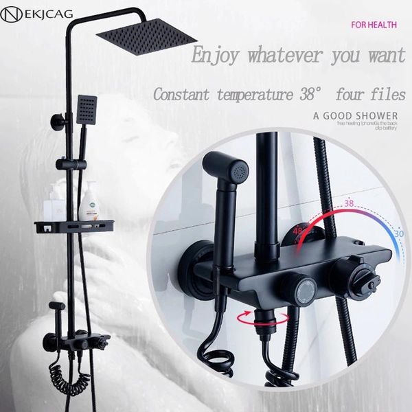 intelligent temperature control thermostatic shower set black button four-speed shelf household bathroom nozzle sets
intelligent temperature control thermostatic shower set black button four-speed shelf household bathroom nozzle sets