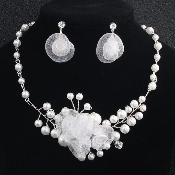 earrings & necklace simple lace rose bride jewelry set pearl earring handmade wedding accessories, Silver
earrings & necklace simple lace rose bride jewelry set pearl earring handmade wedding accessories, Silver