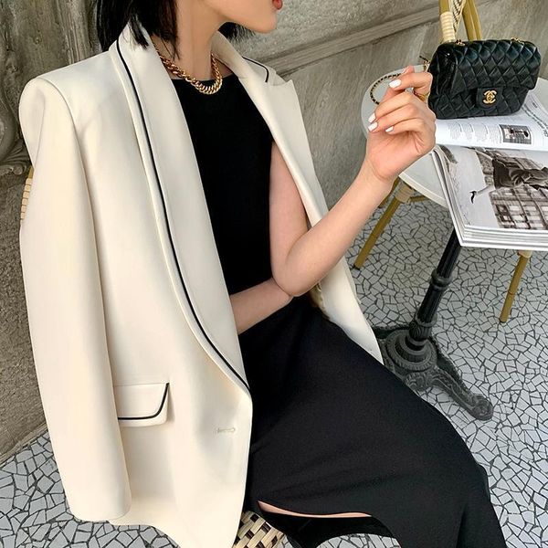 women's suits & blazers women 2021 spring autumn fashion coats female casual overcoats blazer long sleeve solid ladies chic outwears z1, White;black
women's suits & blazers women 2021 spring autumn fashion coats female casual overcoats blazer long sleeve solid ladies chic outwears z1, White;black