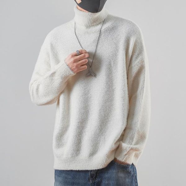 men's sweaters high neck sweater korean loose long trend couple thickened lapel warm bottom line clothes, White;black
men's sweaters high neck sweater korean loose long trend couple thickened lapel warm bottom line clothes, White;black