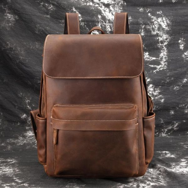 backpack genuine leather retro cow men's crazy horse skin large capacity travel bag
backpack genuine leather retro cow men's crazy horse skin large capacity travel bag