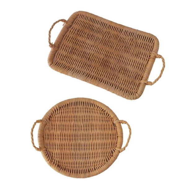 dishes & plates farmhouse woven rattan fruit basket bread serving tray with handles decorative round rectangular display organizer for snack
dishes & plates farmhouse woven rattan fruit basket bread serving tray with handles decorative round rectangular display organizer for snack