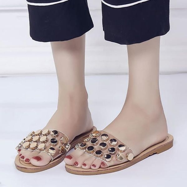 slippers fashion women rivets flat transparent sandals slipper open toe beach womens summer, Black
slippers fashion women rivets flat transparent sandals slipper open toe beach womens summer, Black