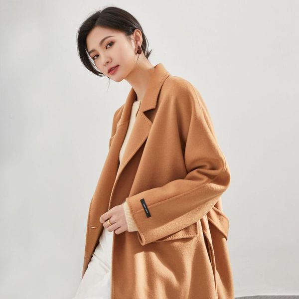 women's wool & blends 100% double faced cashmere coat 2021 thickened hepburn style korean fall and winter versatile, Black
women's wool & blends 100% double faced cashmere coat 2021 thickened hepburn style korean fall and winter versatile, Black