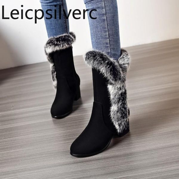 women's boots autumn and winter the round head zipper plush thick heel mid short tube shoes plus size 32-45, Black
women's boots autumn and winter the round head zipper plush thick heel mid short tube shoes plus size 32-45, Black