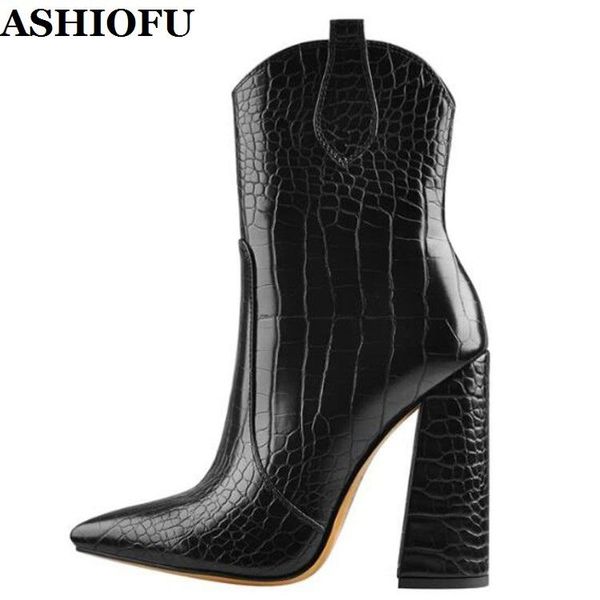 boots ashiofu est handmade women's square heels black-crocodile pointed-toe ankle evening party fashion short
boots ashiofu est handmade women's square heels black-crocodile pointed-toe ankle evening party fashion short
