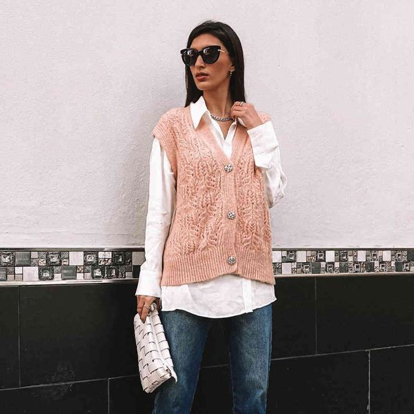 sweaters 2021 women knit cardigan gem buttons sleeveless sweater vest casual fashion chic woman knitted, White;black
sweaters 2021 women knit cardigan gem buttons sleeveless sweater vest casual fashion chic woman knitted, White;black