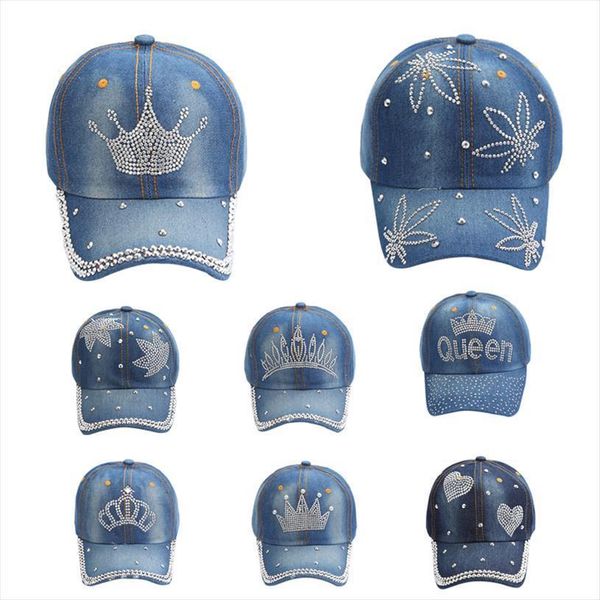 Denim Hip Hop Caps Fashion Leisure Woman Cap With Crown Queen Rhinestones Vintage Jean Cotton Baseball For Men, Blue;gray
Denim Hip Hop Caps Fashion Leisure Woman Cap With Crown Queen Rhinestones Vintage Jean Cotton Baseball For Men, Blue;gray
