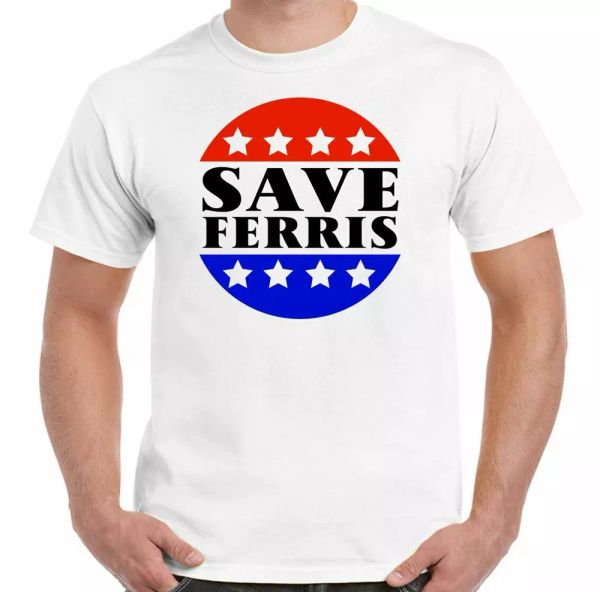 save ferris t-shirt tribute to bueller's day retro classic movie mens, White;black
save ferris t-shirt tribute to bueller's day retro classic movie mens, White;black