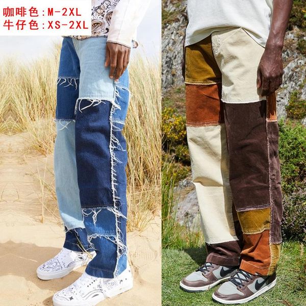 men's jeans 2021 men splice casual straight tassel patchwork trousers male fashion streetwear loose hip-hop denim full length pants, Blue
men's jeans 2021 men splice casual straight tassel patchwork trousers male fashion streetwear loose hip-hop denim full length pants, Blue