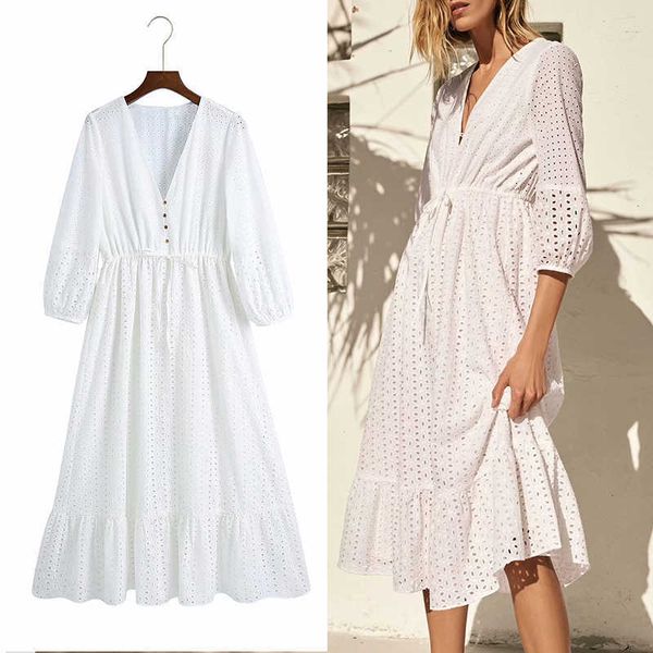 za women dress fashion embroidery hollow v-neck temperament ladies dress casual chic street women 210601, Black;gray
za women dress fashion embroidery hollow v-neck temperament ladies dress casual chic street women 210601, Black;gray