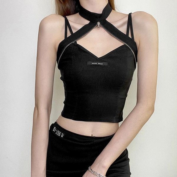 women's tanks & camis gothic zipper up choker halter tank summer women black v neck spaghetti strap backless bodycon clubwear sleeveles, White
women's tanks & camis gothic zipper up choker halter tank summer women black v neck spaghetti strap backless bodycon clubwear sleeveles, White