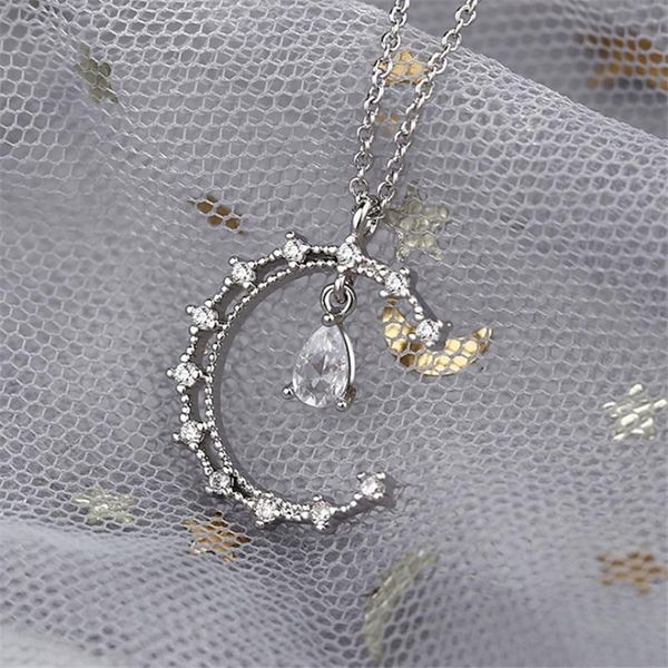 pendant necklaces ins trendy moon water drop for ladies female present cubic zircon chain women's jewelry, Silver
pendant necklaces ins trendy moon water drop for ladies female present cubic zircon chain women's jewelry, Silver