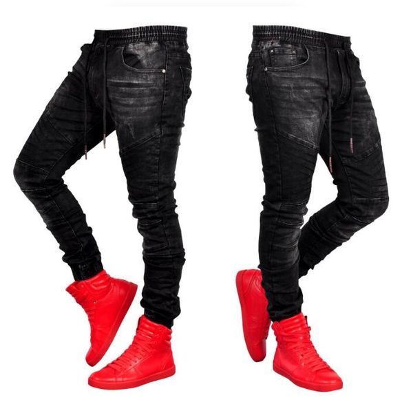 european and american new black men's jeans fjn043 newly style jogger fashion elastic waist men jean nice gift fit you, Blue
european and american new black men's jeans fjn043 newly style jogger fashion elastic waist men jean nice gift fit you, Blue
