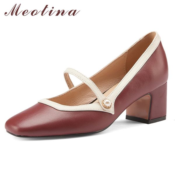 meotina genuine leather high heel pumps women mary janes shoes square toe thick heels footwear pearl ladies shoes spring beige 210520, Black
meotina genuine leather high heel pumps women mary janes shoes square toe thick heels footwear pearl ladies shoes spring beige 210520, Black