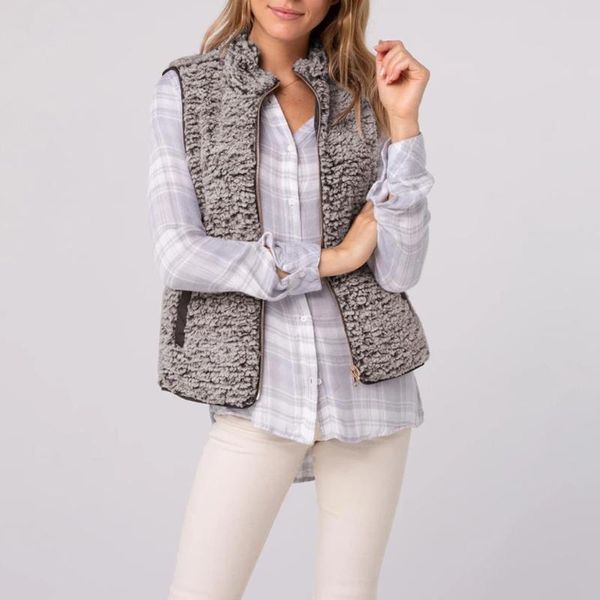 women's vests abrigos mujer invierno 2021 women casual solid sleeveless outerwear plush zipper pocket reversible vest coat winter jacke, Black;white
women's vests abrigos mujer invierno 2021 women casual solid sleeveless outerwear plush zipper pocket reversible vest coat winter jacke, Black;white