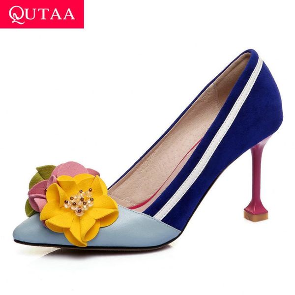 dress shoes qutaa 2021 thin high heel shallow women sheepskin kid suede stilettos flowers pointed toe slip on ladies pumps size 34-39, Black
dress shoes qutaa 2021 thin high heel shallow women sheepskin kid suede stilettos flowers pointed toe slip on ladies pumps size 34-39, Black
