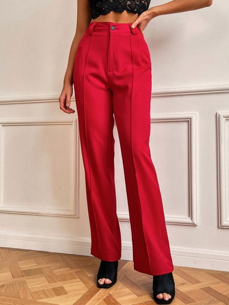 high waist straight leg pants o35f#, Black;white
high waist straight leg pants o35f#, Black;white