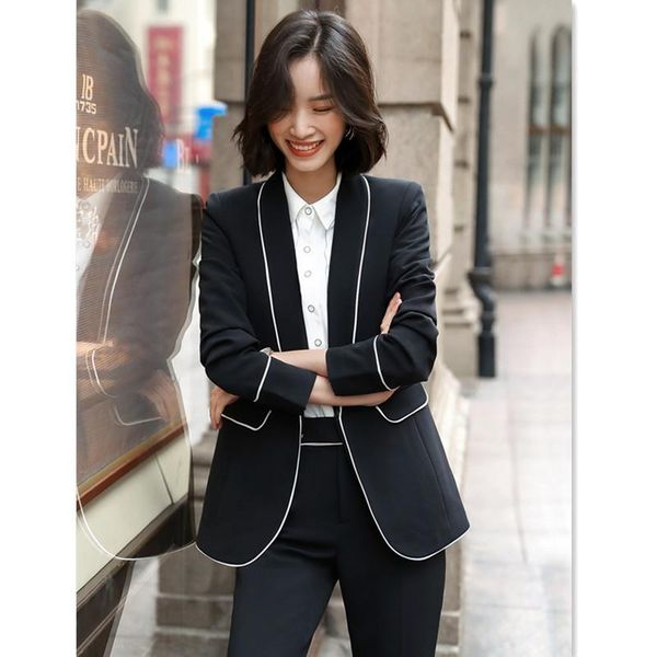 women's suits & blazers ladies black trouser suit fashion patchwork full sleeve jacket+pant 2 piece set office pant for women 0533, White;black
women's suits & blazers ladies black trouser suit fashion patchwork full sleeve jacket+pant 2 piece set office pant for women 0533, White;black